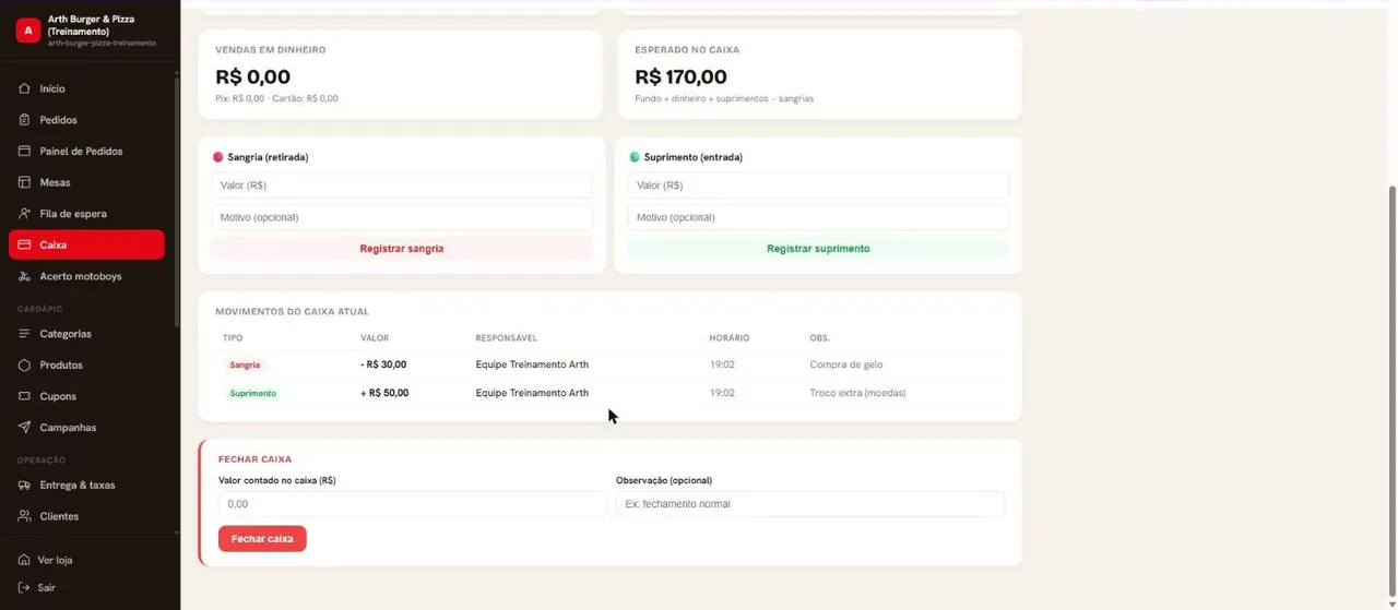 Movimentos e fechamento