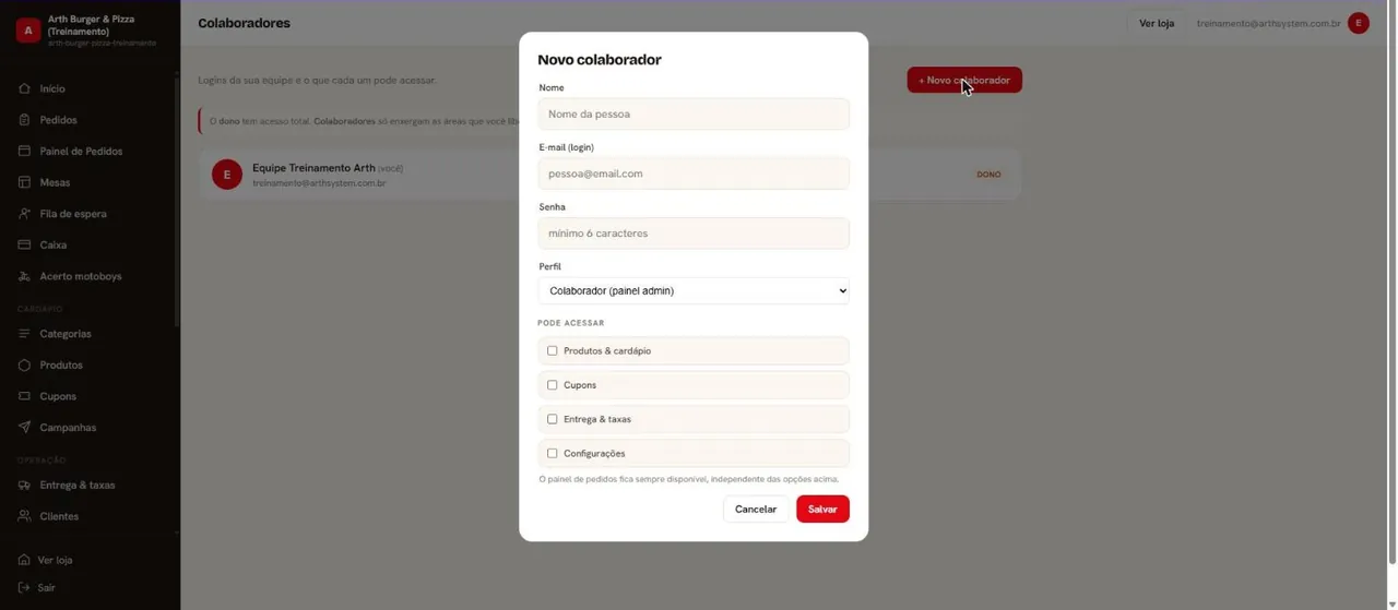 Novo colaborador