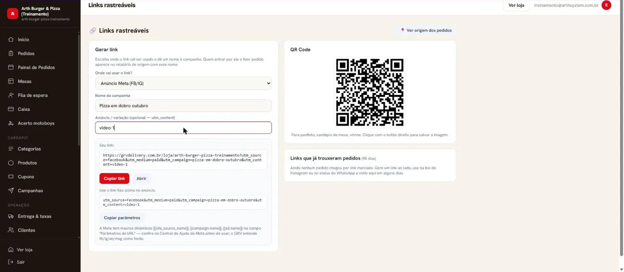 Link para anúncio Meta