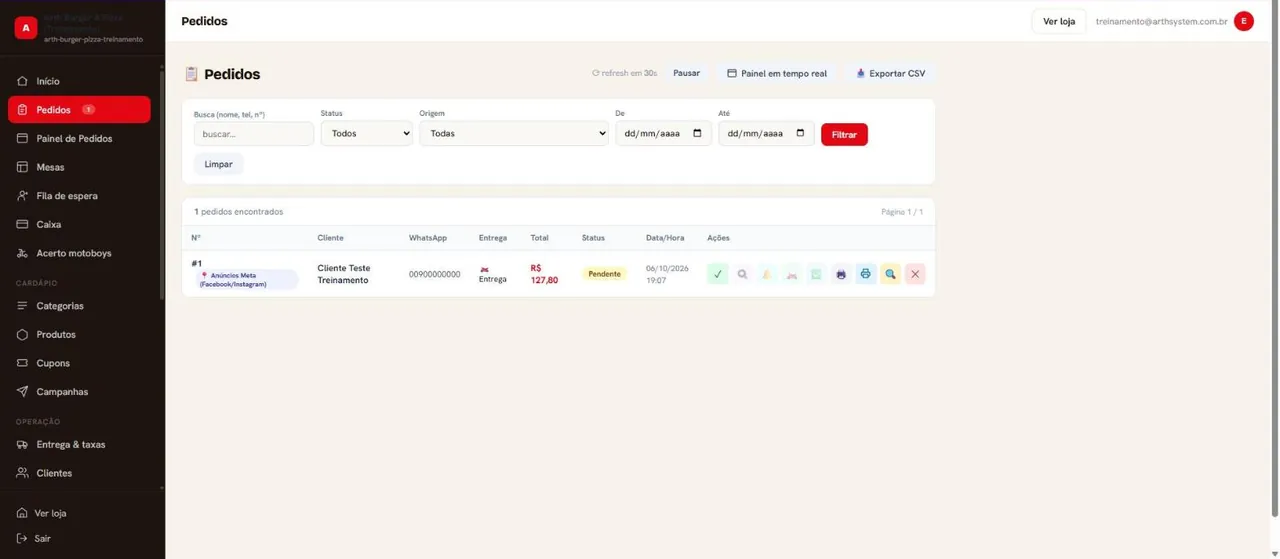 Lista de pedidos