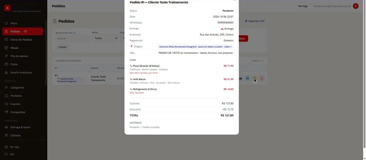 Detalhe do pedido