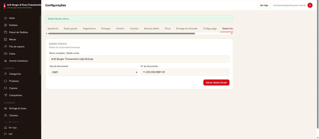 Dados fiscais salvos