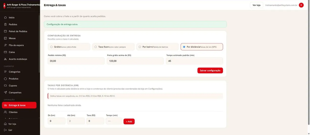 Configuração salva