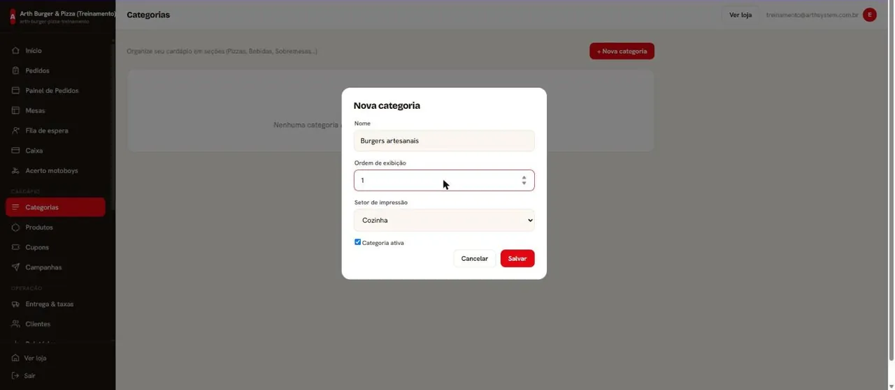 Nova categoria preenchida