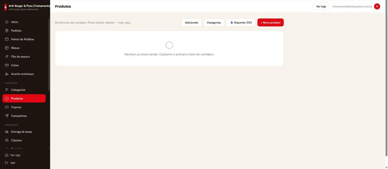 Produtos vazio