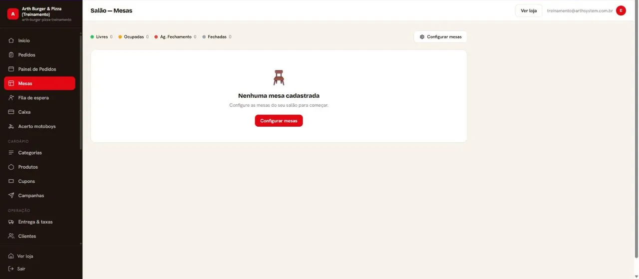 Salão sem mesas